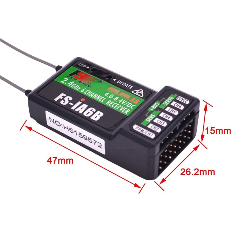 DollaTek FS-iA6B Receiver 2.4G 6CH with Double Antenna Compatible Flysky