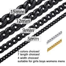Stainless Steel Curb Cuban Link Chain for Men & Women Fashion Gold Chains Men's & Women's Necklaces Male Jewelry