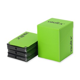 Vault X ® Deck Box and 150 Black Card Sleeves - Large Size for 120-130 Sleeved Cards - PVC Free Card Holder for TCG (Green)
