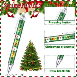 KAHEIGN 48Pcs Christmas Ballpoint Pens, 12 Styles Retractable Black Ink Pen 14CM Santa Claus Reindeer Snowmen Tree Candy Wreath Rollerball Pens for Xmas Stocking Fillers Party Favors
