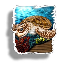 Real Sticky Sea Turtle Sticker Ocean Life Cooler Laptop Cup Car Vehicle Window Bumper Decal