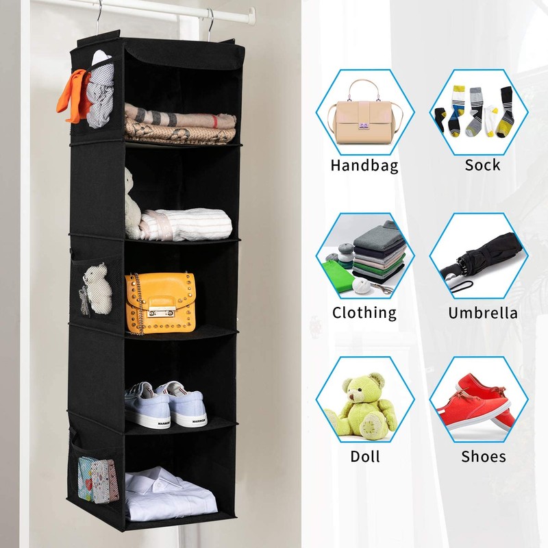 BrilliantJo Hanging Storage, 5 Compartments, Camping Wardrobe Organiser with Iron