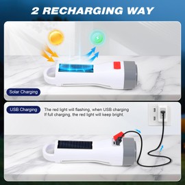 TANSOREN 2 Pack Solar LED Flashlight for Power Outages, Rechargeable Camping Flashlights with High Lumens, 5 Modes, Powerful and Bright Tactical Flash Light for Emergency, Outdoor, Home Use