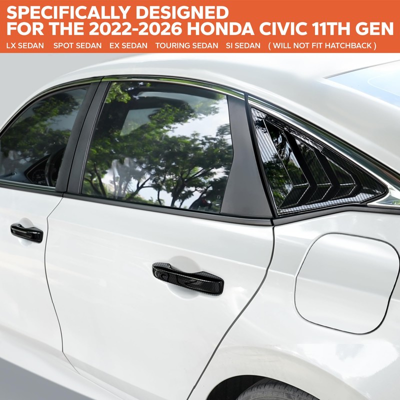 for 11th Gen Honda Civic Accessories （2022-2026）, 6pcs Exterior Trim