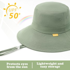 UAMOEI Baby Sun Hat Toddler UPF 50+ Kid Bucket Hats for Girl Summer Cap Boy Sun Protection Caps Wide Brim (US, Age, 0 Months, 6 Months, A-Army Green)