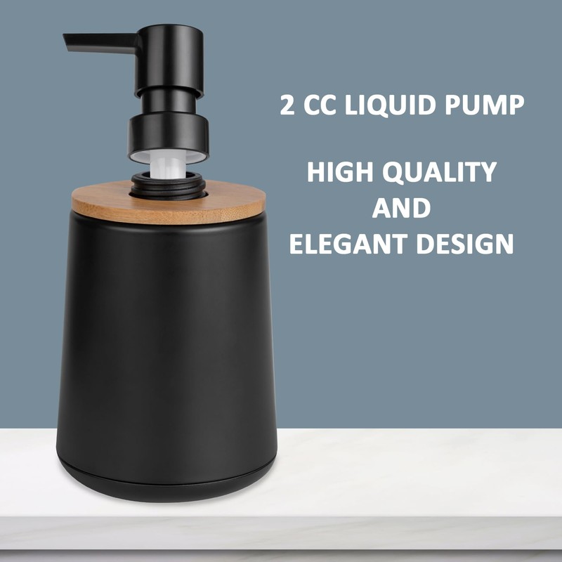 TOOZFO Soap Dispenser Plastic Bamboo with Pump Liquid Hand Lotion
