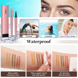 3D Microblading Eyebrow Tattoo Pencil 4 Fork Tip, Waterproof Magic Eyebrow Pencil Microblading Eyebrow Pencil, Natural Long-Lasting Fine Stroke Eyebrow Pencil with Micro-Fork Tip (C-Light Brown)