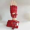 aoozleny Women Girls Fingerless Gloves,PU Leather Biker Punk Gloves with