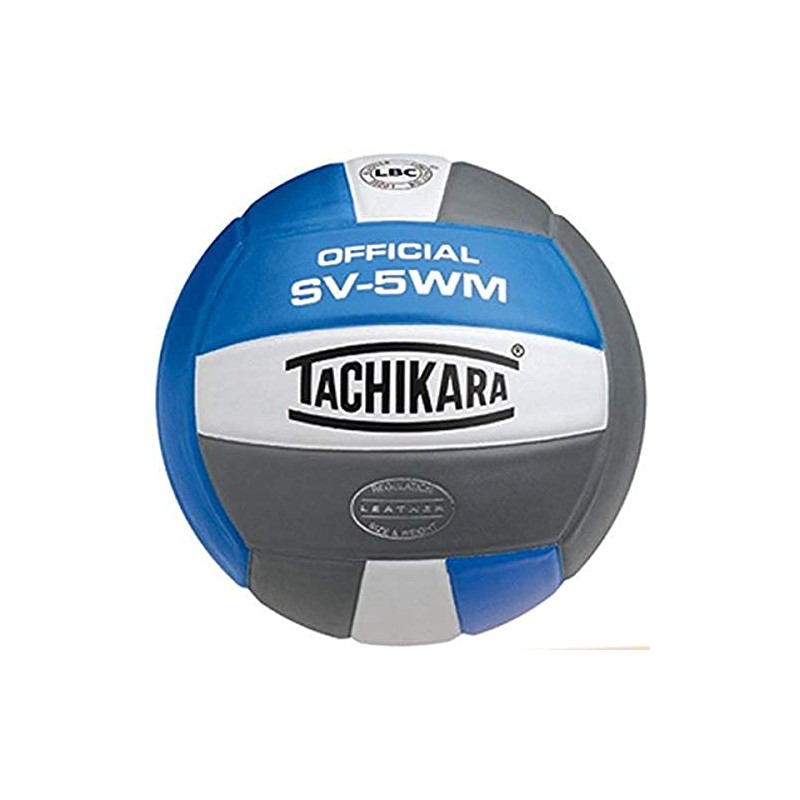Tachikara Full Grain Leather Volleyball, Blue-White-Silver