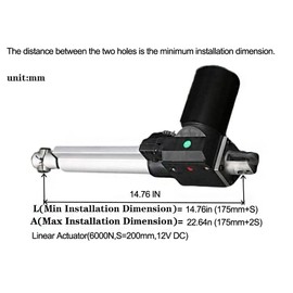 INTBUYING Electric Linear Actuator Motor 8inch(200mm) Stroke 12V DC,1320LBS(6000N) with Mounting Bracket Heavy Duty Actuators Controller