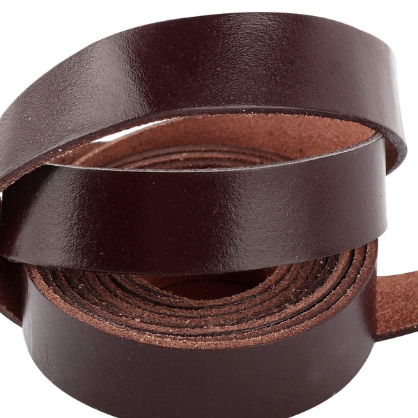 2 Meters Flat Cord DIY Leather Straps Strips for Leather Crafts 2cm Wide Flat Leather Cord Leather Strip for DIY Arts & Craft Projects, Clothing, Jewelry, Wrapping (Brown)