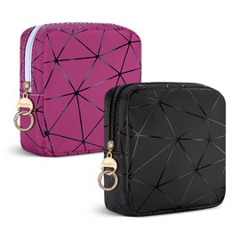 Cosmetic Bag, Toiletry Bag, Large Waterproof PU Portable Makeup Bag for Women, C-Black&Rose, Women's make-up bag