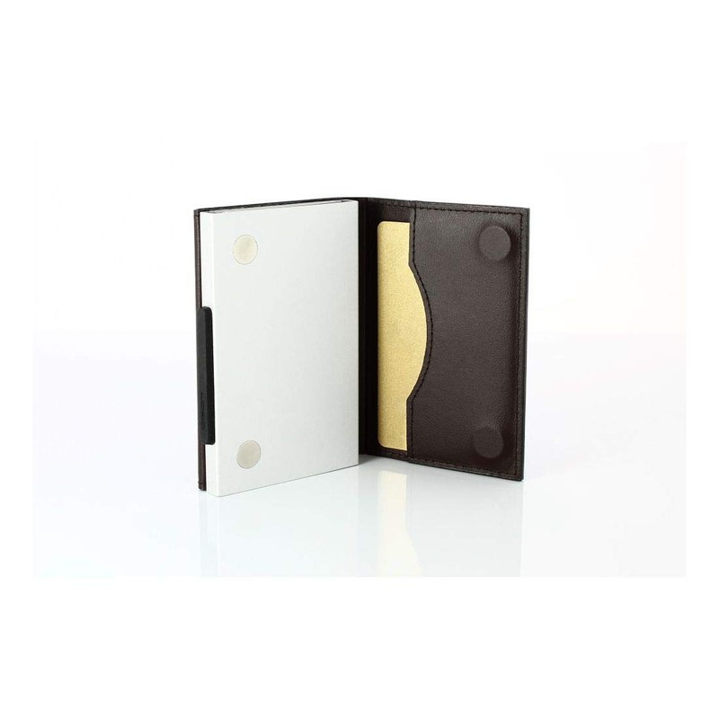 Ögon CL-Darkbrown Card Holder Cascade Wallet Aluminium and Italian Leather