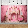 YongFoto Pink Princess Castle Backdrop 10x8ft Sofa Flowers Vases Curtain
