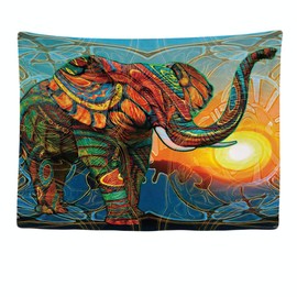Ulticool - Elephant Sun Boho Bohemian - Wall Hanging - 200 x 150 cm - Large Tapestry - Poster - Accessories Tapestry Screen Curtain for Duvet