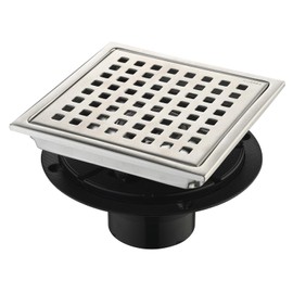 kuaisailsk - Drenaje cuadrado de 6 pulgadas con brida, rejilla de patrón Quadrato extraíble, acero inoxidable SUS 304 de grado alimenticio, colador de pelo (1 pieza de níquel cepillado)