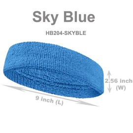 COUVER Banda para el sudor grande de rizo de baloncesto de alta calidad (1 unidad), color azul cielo