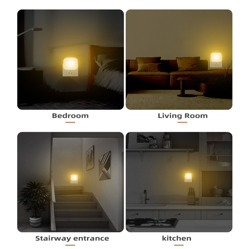 2pcs LED Sensing Night Light 2700K Soft White Plug in