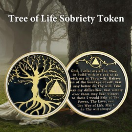 6 Year Sobriety Coin - Gold Tree of Life AA Coins - Recover Na AA Chips and Medallions - 1-40 Prime Living Clean Sobriety Chip Token - Narcotics Alcoholics Anonymous Gifts for Men Women