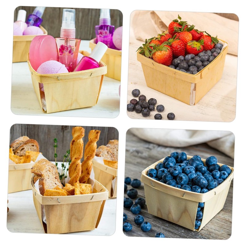 Ciieeo 10pcs Portable Wood Fruit Baskets Multi Functional Snack Storage