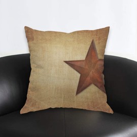AOYEGO Western Texas Worn Star Throw Pillow Cover Vintage Rustic Barn Graphic Brown Background Pillow Case 18x18 Inch Decorative Men Women Room Cushion Cover for Home Couch Bed