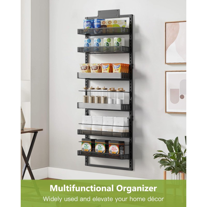 POKIPO 6-Tier Over the Door Pantry Organizer, 2 in 1