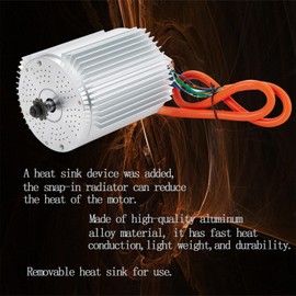 Kunray Electric DC Motor 72V 3000W Motor, Electric Scooter Brushless Motor Max Speed 6700rpm, Electric Dirt Bike Motor Engine, Go Kart Electric Motor with Temperature Sensing