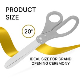 20" Giant Ribbon Cutting Scissors — Large Grey Grand Opening Ribbon Cutting Ceremony Scissors Heavy Duty Metal Construction for Grand Openings Special Events Inaugurations and Ceremonies