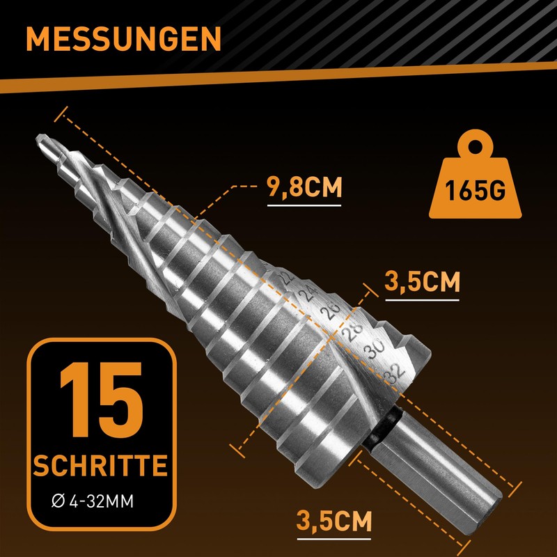 HARDTWERK Step Drill | Taper Drill Diameter 4-32 mm |