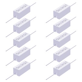 Skweawert Cement Resistor, 10PCS 5W 10k Ohm 5% Axial Lead Wire Resistor White Wound Fixed Ceramic Resistors Wirewound Power Resistors Flame Heat Moisture Resistance Precharge Horizontal Resistors