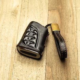 Vitodeco Premium Genuine Leather Key Fob Case Compatible with Lexus RX, Lexus ES, Lexus UX, Lexus NX, Lexus GX, Lexus LX 600 (4-Button, Black)