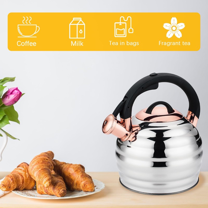 Tea Kettle for Stove Top Whistling Teapot, 3.2Q Tea Pot
