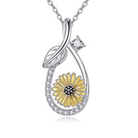 VONALA Gifts for Mum Sunflower Necklace 925 Sterling Silver Sunflower Pendant Necklace Flower Charm Anniversary Birthday Mothers Day Jewellery Gifts for Mother