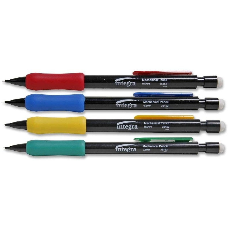 Integra 36152 Grip Mechanical Pencil, Refillable, .5mm, Assorted