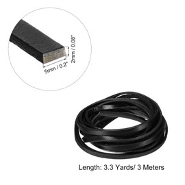 uxcell 3.3 Yards 5mm Flat Leather Cord, Leather Lacing Strips for DIY Crafts Black