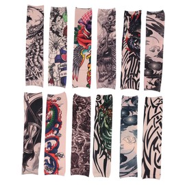 Operitacx 12Stücke UV Schutz Armstulpen Für Männer Dehnbar Und Atmungsaktiv Zum Radfahren Und Laufen Schutz Temporäre Tattoos Ärmel Für Sommer