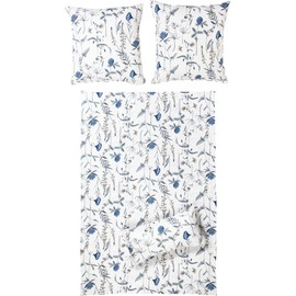 Erwin Müller Bed Linen Percale Seersucker Blue/White Size 135 x 200 cm (80 x 80 cm)