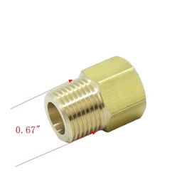 HongBoW Hardware 1 Piece Brass Pipe Fitting 3/8 NPT Male to M14 x 1.5 Female Metric Adapter