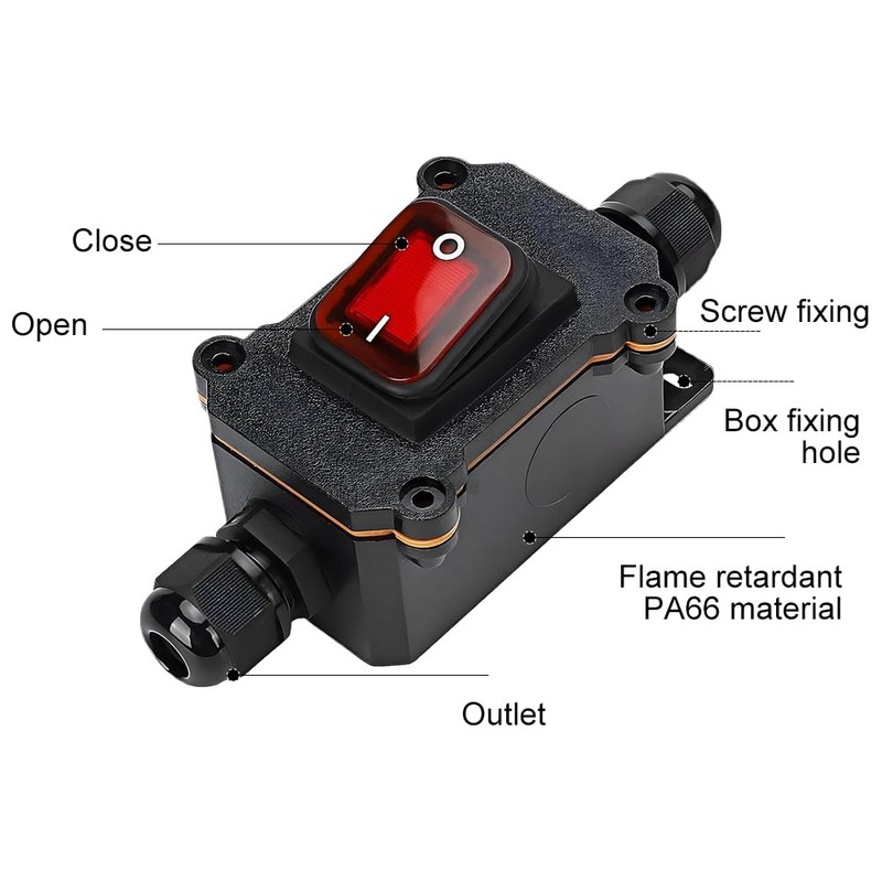 yotutun Waterproof Inline Switch, 20A 12V DC DPST 4-Pin IP67