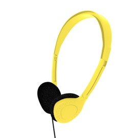 Maeline Bulk Classroom Student Headphones On Ear Stereo Headphones Adjustable Band & Foam Cushions for Kids Online Learning, Library, School, Airplane, Travel - 3.5mm Plug - 1 Pack - Yellow