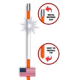 Driveway Snow Poles Reflective Markers 48" with Metal Caps, Multiple Quantities and Colors (36, Orange)