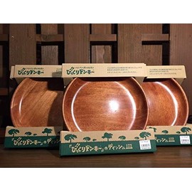 Bikkuri Donkey Kids' Dish Plate, Diameter Approx. 8.3 inches (21 cm), Set of 2, Wooden Plates, Uchi Rice