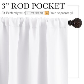 RYB HOME Short Curtains 45 inch 2 Panels Set, Room Darkening Small Window Drapes Thermal Insulated Cafe Curtains for Kitchen Dorm Transit Van, W 34 x L 45 inch, Pure White