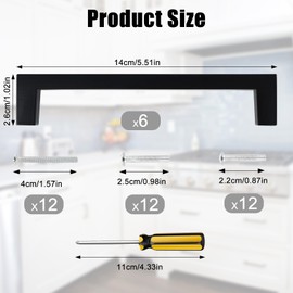 FIHODONE Pack of 6 Handles for Kitchen Cabinets, Kitchen Handles, Black, 128 mm, Cabinet Handles, Black Stainless Steel, Furniture Handles, Black, Door Handles, Kitchen Cabinet Handles