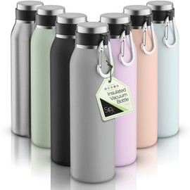 SipX™ Triple-Insulated Stainless Steel Water Bottle - 20oz. With Cover Lid, BPA-Free Reusable Insulated Water Bottle Keeps Cold For 24 Hours, Metal Water Bottle Made Of Sustainable Material For Hiking