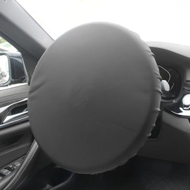 YYTQP Steering Wheel Cover Sun Shade, Black-Coated Cloth Steering Wheel Protector, Auto Sun Block Cover Accessories for Cars Trucks Suvs (Black)