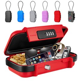 BKNOOU Travel Safe Portable Beach Safe Box Small Combination Safe Anti-Theft Lock Box Safe Waterproof Mini Security Case with Removable Wire Rope Security Box for Home,Office,Hotel,Cars,Travel