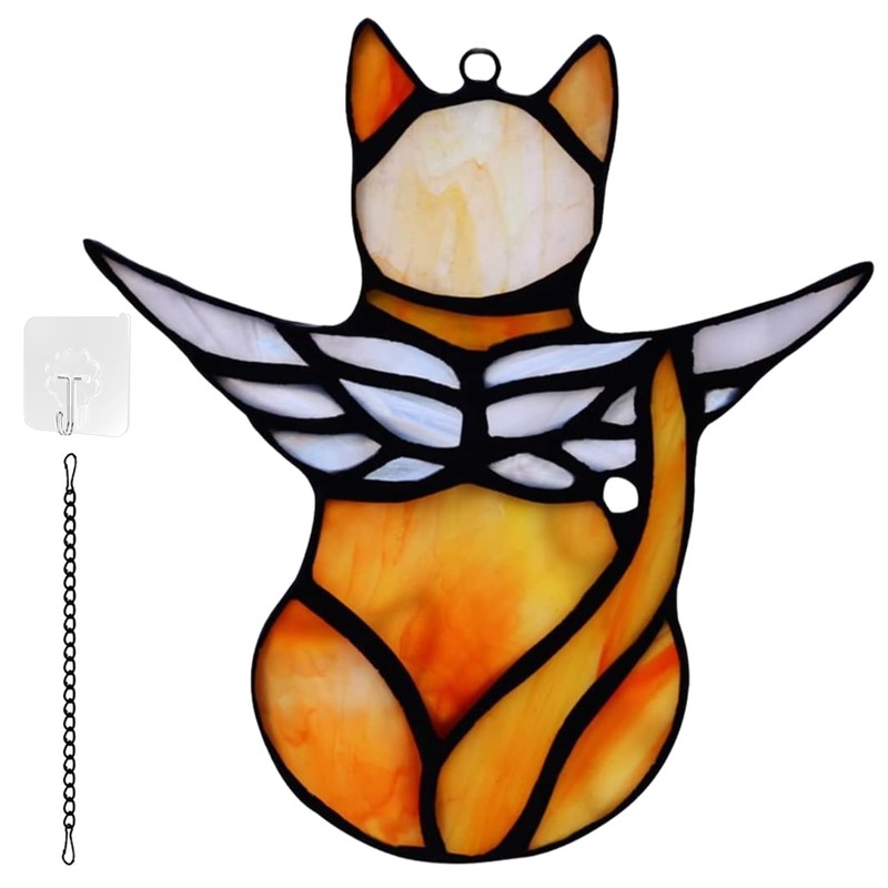 Angel Cat Memorial Ornament, Acrylic Window Hanging Decoration for Cat