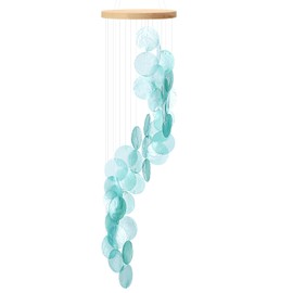 Wenqik Christmas Wind Chimes Gift Sea Glass Shell Wind Chimes for Outside Seaglass Capiz Windchime Spiral Wind Chimes for Kids Back to School Beach Indoor Outdoor Home Housewarming Garden Decor