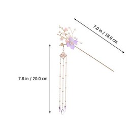 Lurrose Tocado con Horquillas Tradicional, Palos para el Cabello Chino y Japons, Moo de Pelo con Flor, Perla y Borla, Estilo Vintage, Accesorio de... 